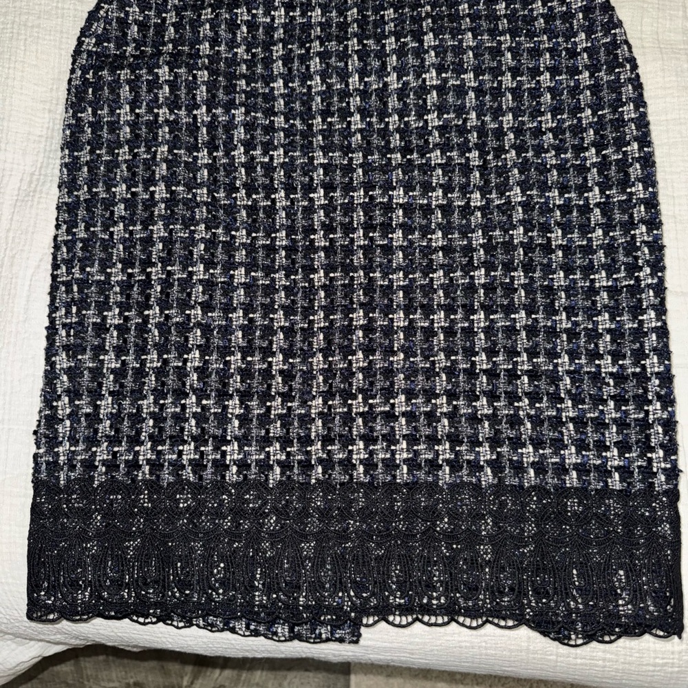 Elegant Black and White Tweed Skirt